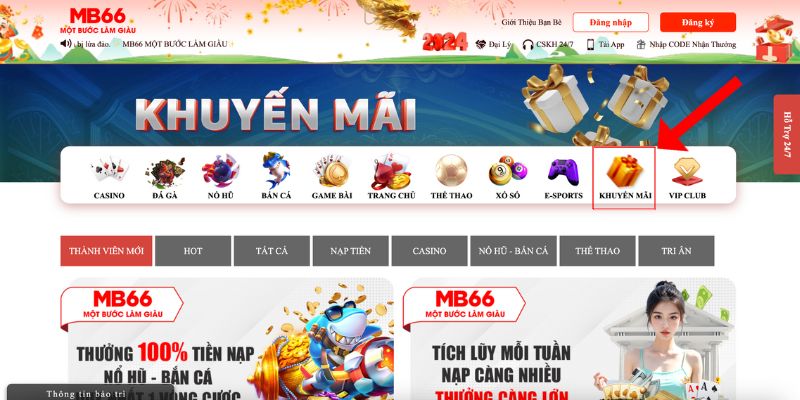 Tại trang chủ của chúng tôi chọn vào chuyên mục "Khuyến mãi"